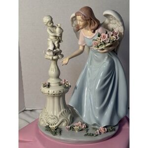 Porcelain Angel with Cherub Figure 12"  members mark table top new (Other)